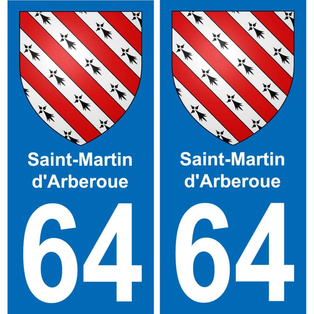 64 Saint-Martin-d'Arberoue sticker plate registration city