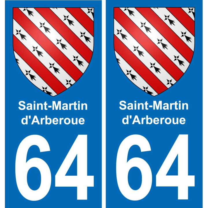 64 Saint-Martin-d'Arberoue placa etiqueta de registro de la ciudad