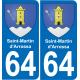 64 Saint-Martin-d'Arrossa sticker plate registration city