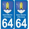 64 Saint-Martin-d'Arrossa autocollant sticker plaque immatriculation auto ville