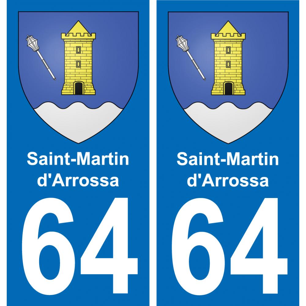 64 Saint-Martin-d'Arrossa placa etiqueta de registro de la ciudad