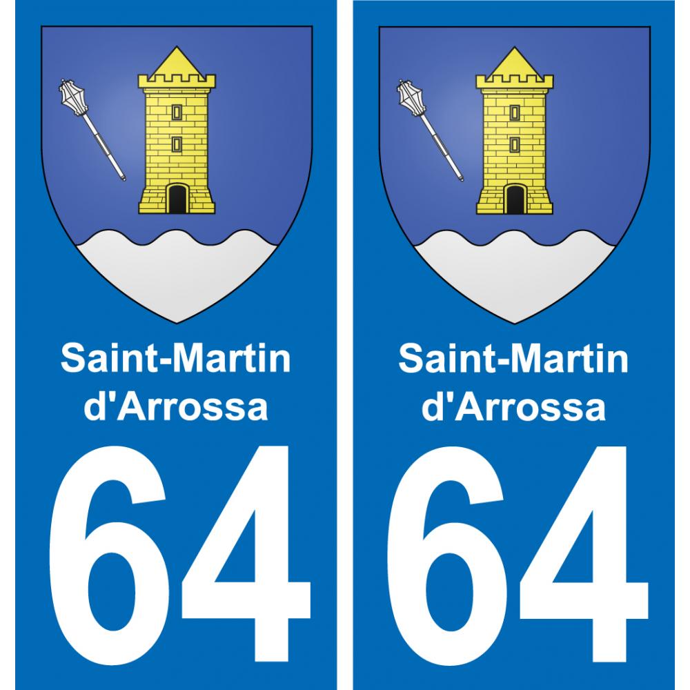 64 Saint-Martin-d'Arrossa autocollant sticker plaque immatriculation auto ville