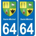 64 Saint-Michel placa etiqueta de registro de la ciudad