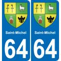 64 Saint-Michel placa etiqueta de registro de la ciudad