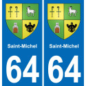 64 Saint-Michel placa etiqueta de registro de la ciudad