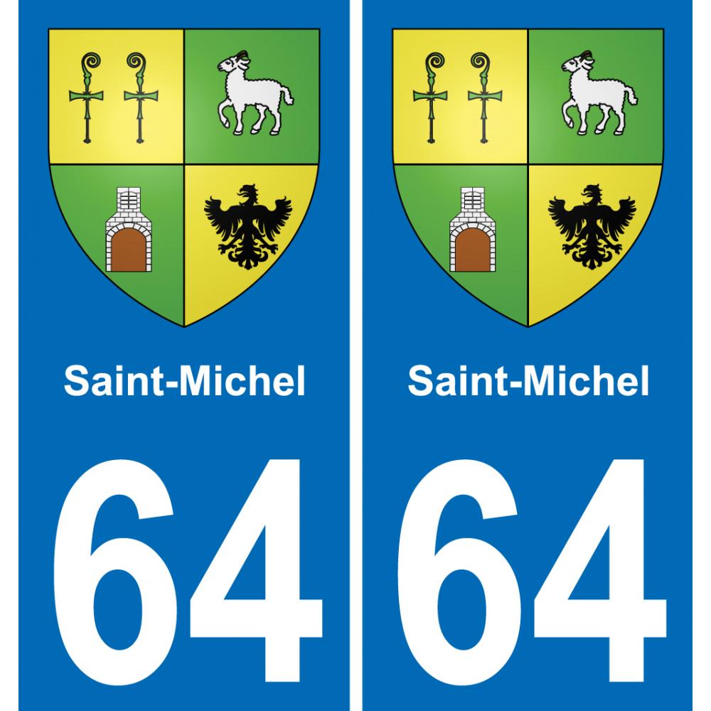 64 Saint-Michel placa etiqueta de registro de la ciudad