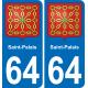 64 Saint-Palais sticker plate registration city