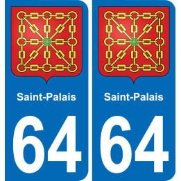 64 Saint-Palais autocollant sticker plaque immatriculation auto ville