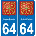 64 Saint-Palais sticker plate registration city