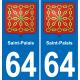 64 Saint-Palais autocollant sticker plaque immatriculation auto ville