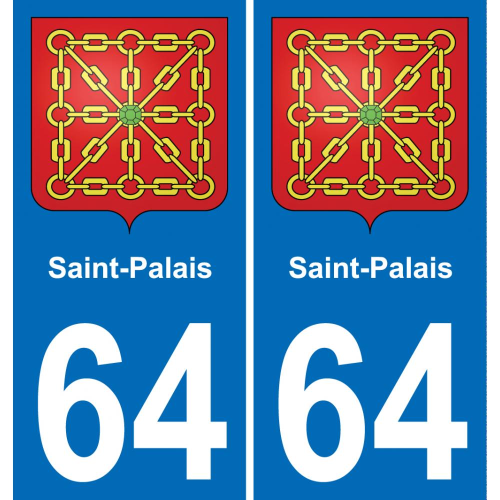 64 Saint-Palais autocollant sticker plaque immatriculation auto ville