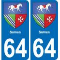 64 Sames sticker plate registration city