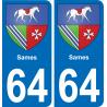 64 Sames autocollant sticker plaque immatriculation auto ville