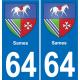 64 Sames placa etiqueta de registro de la ciudad