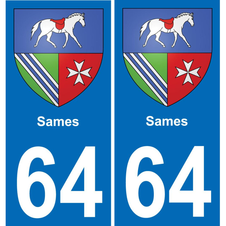 64 Sames placa etiqueta de registro de la ciudad