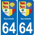 64 Sauvelade placa etiqueta de registro de la ciudad