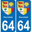 64 Sauvelade sticker plate registration city