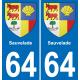 64 Sauvelade sticker plate registration city