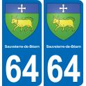 64 Sauveterre-de-Béarn placa etiqueta de registro de la ciudad