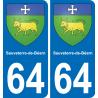 64 Sauveterre-de-Béarn autocollant sticker plaque immatriculation auto ville