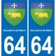 64 Sauveterre-de-Béarn autocollant sticker plaque immatriculation auto ville