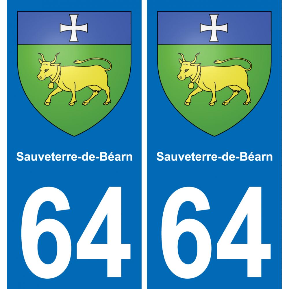 64 Sauveterre-de-Béarn adesivo piastra di registrazione city