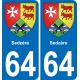 64 Sedzère placa etiqueta de registro de la ciudad
