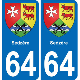 64 Sedzère autocollant sticker plaque immatriculation auto ville