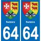64 Sedzère sticker plate registration city