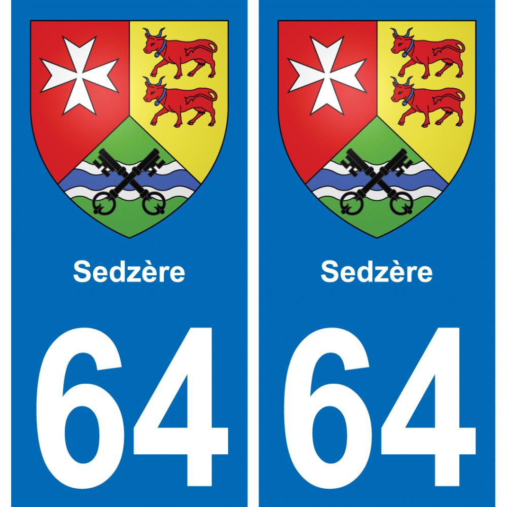 64 Sedzère sticker plate registration city