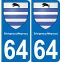 64 Sévignacq-Meyracq placa etiqueta de registro de la ciudad