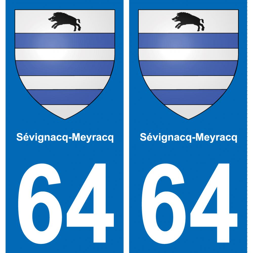 64 Sévignacq-Meyracq placa etiqueta de registro de la ciudad