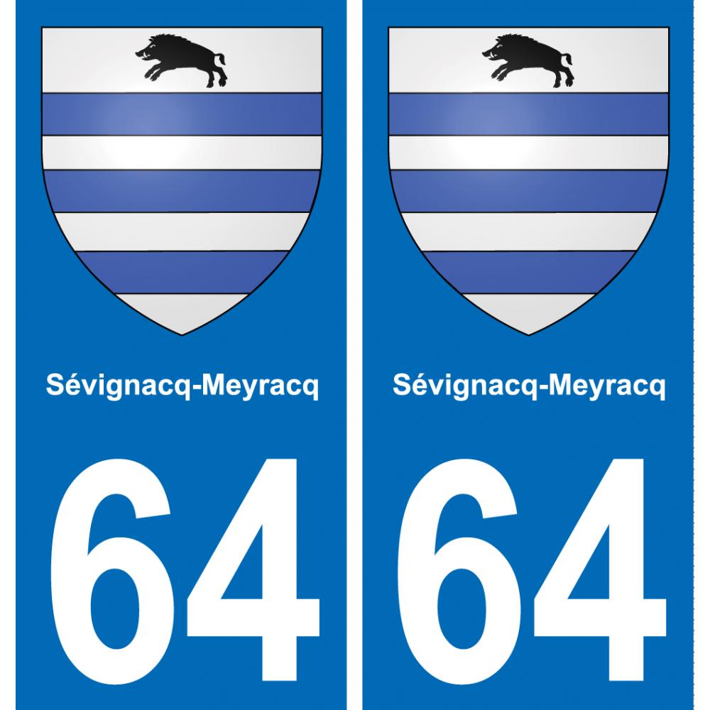 64 Sévignacq-Meyracq autocollant sticker plaque immatriculation auto ville