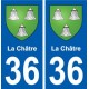 36 La Châtre autocollant plaque stickers ville