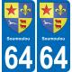 64 Soumoulou autocollant sticker plaque immatriculation auto ville