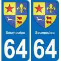 64 Soumoulou placa etiqueta de registro de la ciudad