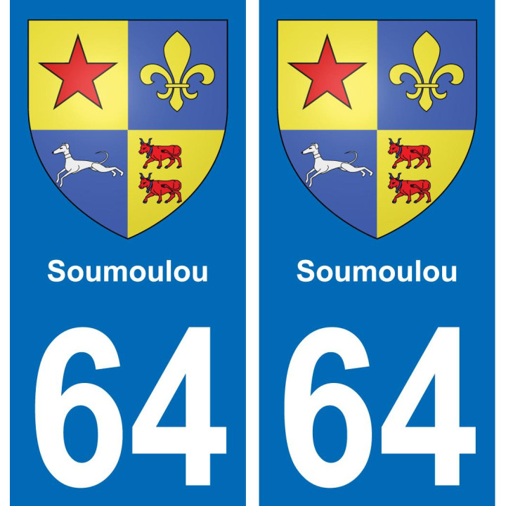 64 Soumoulou placa etiqueta de registro de la ciudad