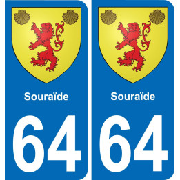 64 Souraïde autocollant sticker plaque immatriculation auto ville