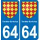 64 Tardets-Sorholus adesivo piastra di registrazione city