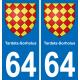64 Tardets-Sorholus adesivo piastra di registrazione city