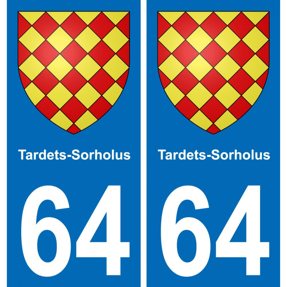 64 Tardets-Sorholus autocollant sticker plaque immatriculation auto ville
