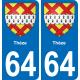 64 Thèze sticker plate registration city