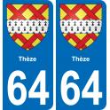 64 Thèze adesivo piastra di registrazione city