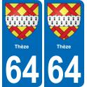 64 Thèze sticker plate registration city