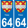 64 Thèze adesivo piastra di registrazione city