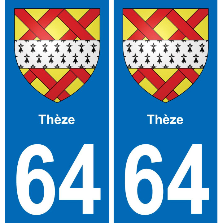 64 Thèze autocollant sticker plaque immatriculation auto ville