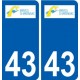43 Brives-Charensac logo autocollant plaque immatriculation ville