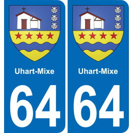 64 Uhart-Mixe placa etiqueta de registro de la ciudad