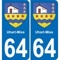 64 Uhart-Mixe sticker plate registration city