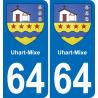 64 Uhart-Mixe adesivo piastra di registrazione city